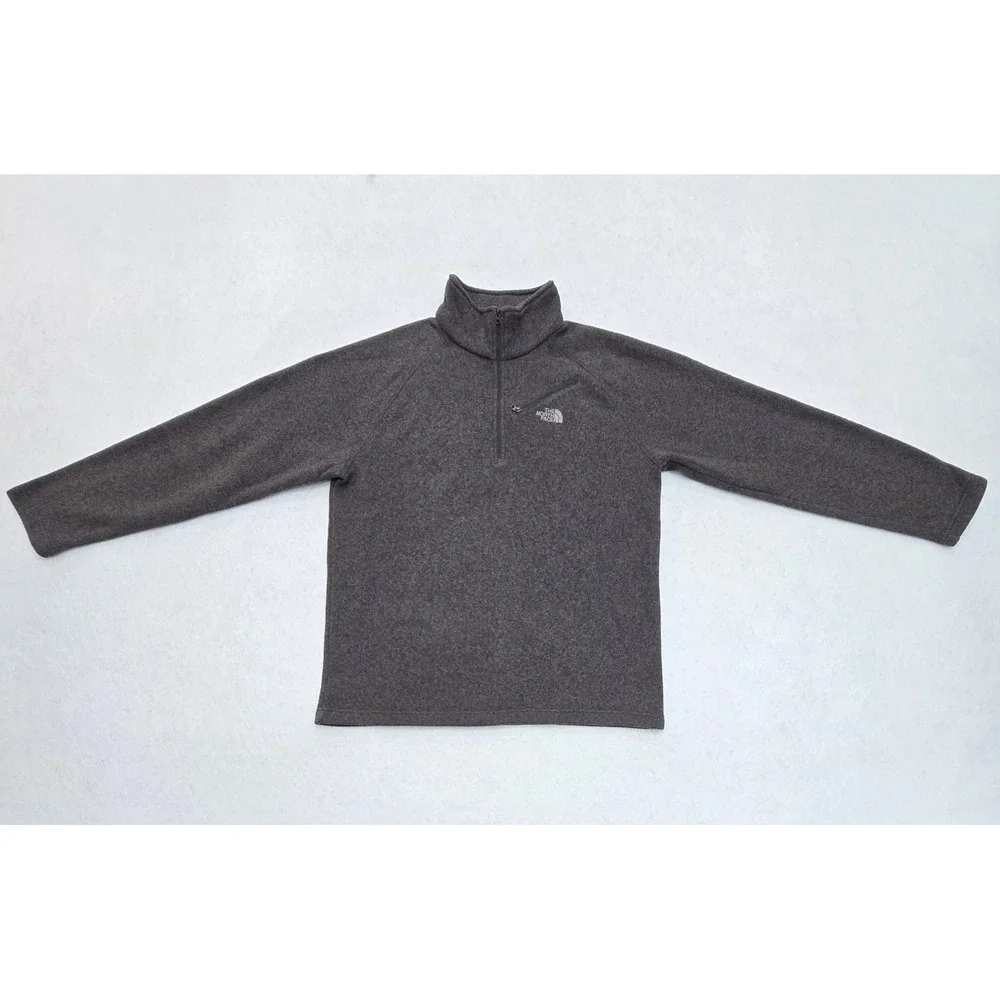 The North Face Mens Large Gray Quarter Zip Fleece Pullover Sweater Jacket